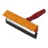 Car windscreen washer – front view featuring an orange sponge head and a wooden handle.