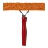 Car windscreen washer – front view with a wooden handle and an orange sponge head, measuring 14cm wide.