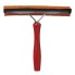 Car windscreen washer – front view with a 20cm rubber blade and wooden handle in red and orange colors.