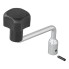 Replacement crank handle for support wheel – front view showing black knob and silver arm with 16mm fitting