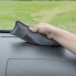 Deumidificatore riutilizzabile – vista frontale con design compatto in tessuto grigio e nero su sfondo verde.