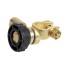 Accupool met stroomonderbreker rond – zwarte grip en twee bouten op een witte achtergrond.
