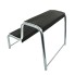Step double step entry aid – side view showing black non-slip surface and sturdy silver supporting frame.