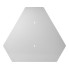 Varningsskylt i aluminium – hexagonal form med slät yta och ljusgrå färg, sett från frontvy.