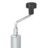Replacement crank handle for support wheel Ø 16mm – side view showing black knob and chrome arm against a white background.