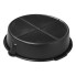 Oil drip tray round 8L – top view showing black round shape with a 4-sectioned design and drain spout.