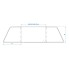 Vue de dessus – pare-vent Koch pliable et extensible en 3 parties, blanc et noir, dimensions ajustables de 38,5 à 73 cm.