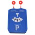 Disque de stationnement – vue de face – avec indicateur de temps d'arrivée et symbole P en bleu et blanc.