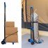 Chariot de transport pliable – vue de côté – bleu et noir avec cordon en caoutchouc et capacité de charge de 30 kg.