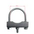 Support wheel bracket – front view showing U-shaped clamp and three mounting bolts in galvanized silver finish.
