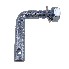 Pivot part with thread M14 – front view showing L-shaped design in galvanized silver steel with washer included.