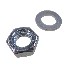 Pivot part with thread M14 – top view showing hexagonal nut and flat washer in galvanized silver finish.