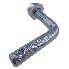Pivot part with thread M14 – side view showing curved shape and single mounting hole in galvanized steel finish.