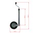 Roue de support – vue de face – tube de 48 mm de diamètre, échelle de charge intégrée, finition galvanisée, couleur argent.