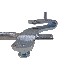 Handbrake lever – angled view showing silver galvanized finish, curved lever, and mounting tab with bolt hole.