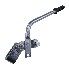 Handbrake lever – side view showing curved metallic lever, black rubber grip, and mounting bracket.