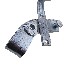 Handbrake lever – angled view showing silver curved lever with mounting hole and pivot point.