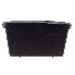 Boîte de rangement en plastique – vue de face – forme rectangulaire avec couvercle à rainures, couleur noire.