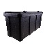 Boîte à timon en plastique noire – vue de face – forme rectangulaire avec couvercle à charnière.