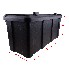 Boîte à timon en plastique noire – forme rectangulaire avec deux poignées sur le dessus.