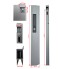 Aluminium drop side lock – front view showing 600mm length and black powder-coated steel handle with 180° opening.