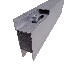 Dropside lock 400mm left – side view showing black powder-coated handle and silver anodised aluminium finish