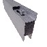 Sivusta näkyvä Pudotuspuolen lukko 400mm – musta kahva ja anodisoitu alumiini, sienitapin lukitus.