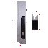 Frontvy av Dropside-lås 400 mm höger – svart handtag och svampstift för aluminiumgavlar.