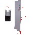 Frontvy av Mothåll 300 mm vänster – anodiserad aluminium med svampstiftlås och plastlock upptill.
