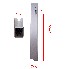 Frontvy av Mothåll 500 mm vänster – anodiserad aluminium med svampstift och plastlock.