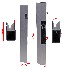 Dropside lock 500mm right – front view showing gray aluminum with black powder-coated handle and mushroom pin locking.