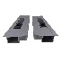 Set of 2 aluminium drop side locks – front view showing black 180° handle and gray anodised aluminum construction.