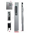 Aluminium drop side lock – front view with 500 mm length, black handle, and silver anodised finish.