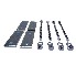 Universal drawbar box mounting kit M8 – top view showing 4 flat plates, screws, and nuts in galvanized silver finish.