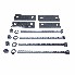 Universal drawbar box mounting kit M8 – top view showing silver galvanized fastener kit with plates, bolts, and nuts.