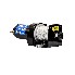 Sidevisning af elektrisk 12V spil BST 2000 lbs Y – sort og blå med 2000 lbs trækkraft til ATV/UTV.