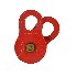 Umlenkrolle Snatch Block 15t – Frontansicht mit rotem, lackiertem Gehäuse und zentrierter Rolle.