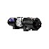 Verricello elettrico 12V – vista laterale con cavo sintetico nero e bianco, capacità di 5500 lbs per ATV/UTV.