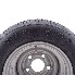 Ylhäältä kuvattu Goodride 195/55 R10C -renkaat – 10 tuuman vanteet, 5 kiinnitysreikää, musta ja hopea.