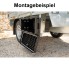 Blackit Lite storage box – side view showing diamond pattern lid and mounting bracket attached to a trailer.