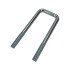 U-bolt M10 – front view showing galvanized silver finish, clear height 120 mm and width 43 mm.