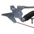 Hand brake lever for Al-ko overrun hitches – detail view showing silver finish, rubber bellows, and red cable.