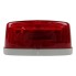 Lampe à trois chambres Hella – vue de face – lentille rouge avec base blanche et rainures horizontales.
