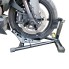 Motorrad Standschiene – Seitenansicht in Schwarz mit stabiler Stahlkonstruktion und verstellbarem Radhalter.