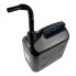 Petrol canister 20L plastic black – angled view showing UN-approved design and attached spout.