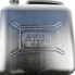 Petrol canister 20L – front view of black plastic UN-approved fuel tank with stowage outlet spout.