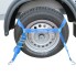 Cinghia di tensionamento blu – bloccaggio ruota 3 pezzi con chiusura a cricchetto – vista frontale.