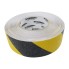 Bovenaanzicht van fixman antisliptape 50mm x 18m – zwart-geel gestreept patroon op witte achtergrond.