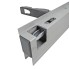 Detail view of aluminium drop side lock – features 180° black handle and silver anodised finish.