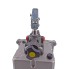 Doppelhub Hydraulikpumpe – Frontansicht mit grauem Aluminium-Gehäuse und 5 Liter Tank für einfachwirkende Zylinder